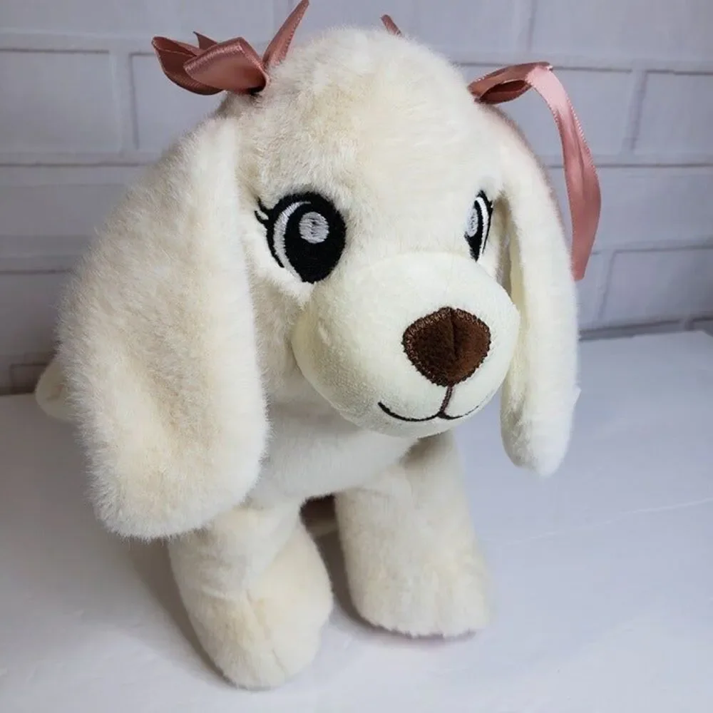 Stepping Stones Carried Away Cream Puppy Dog Plush Backpack Pink Bows Toy
